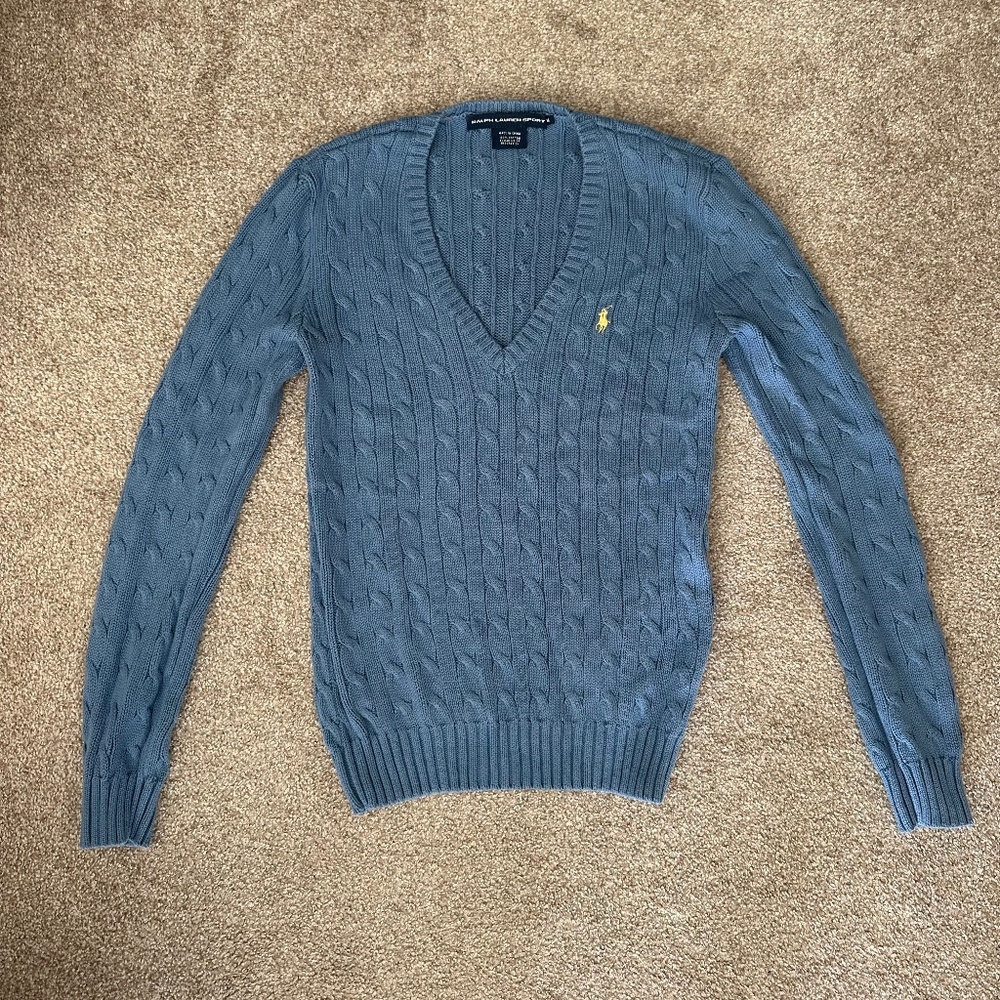 Ralph Lauren Sport Cable Knit V-neck Sweater
